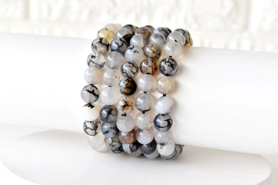 Dragon Vein Agate Bracelet 6mm, 8mm, 10mm Bracelet de perles rondes, Bracelet de pierres précieuses Pierres de guérison