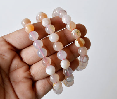 Bracelet en cornaline de fleur naturelle A, 6mm, 8mm, 10mm Bracelet en cristal perlé rond