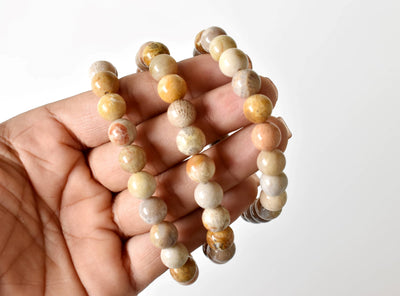 Bracelet de corail fossile 4MM, 6MM, 8MM, 10MM Un bracelet de perles rondes, bracelet de pierres précieuses pierres de guérison