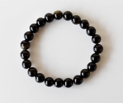 Bracelet en obsidienne dorée 4MM, 6MM, 8MM, 10MM, 12MM Un bracelet de perles rondes, bracelet de pierres précieuses pierres de guérison