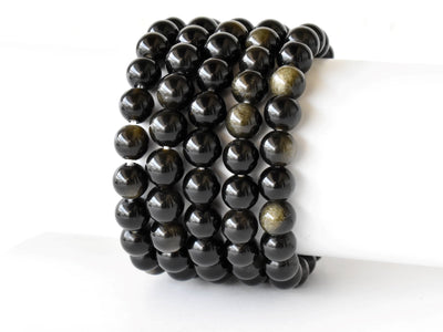 Bracelet en obsidienne dorée 4MM, 6MM, 8MM, 10MM, 12MM Un bracelet de perles rondes, bracelet de pierres précieuses pierres de guérison