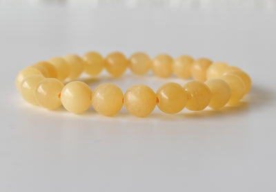Bracelet en calcite miel 4MM, 6MM, 8MM, 10MM, 12MM Bracelet de pierres précieuses de perles rondes en ligne