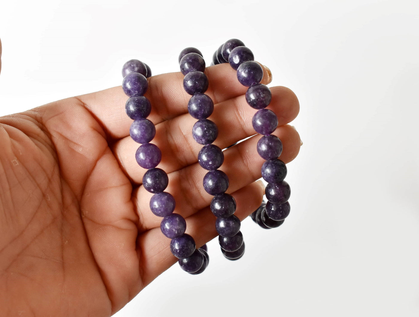 Bracelet lépidolite 6 MM, 8 MM, 10 MM AAA Bracelet de perles rondes, Bracelet de pierres précieuses pierres de guérison