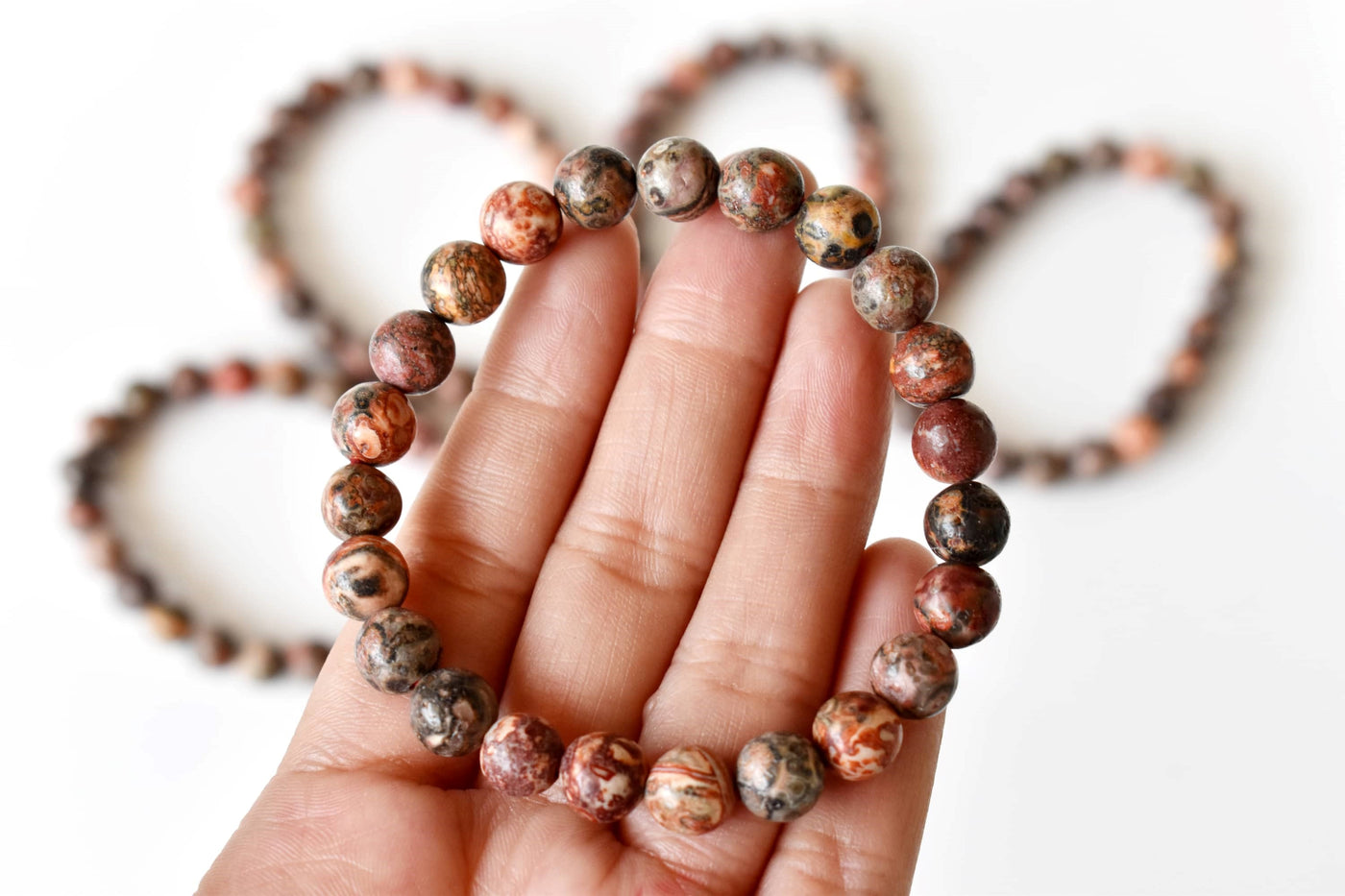 Bracelet de jaspe en peau de léopard 4MM, 6MM, 8MM, 10MM, 12MM Un bracelet de perles rondes, bracelet de pierres précieuses pierres de guérison