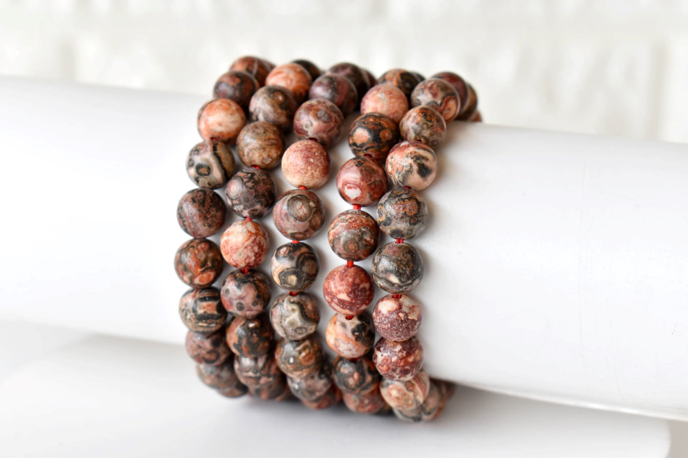 Bracelet de jaspe en peau de léopard 4MM, 6MM, 8MM, 10MM, 12MM Un bracelet de perles rondes, bracelet de pierres précieuses pierres de guérison