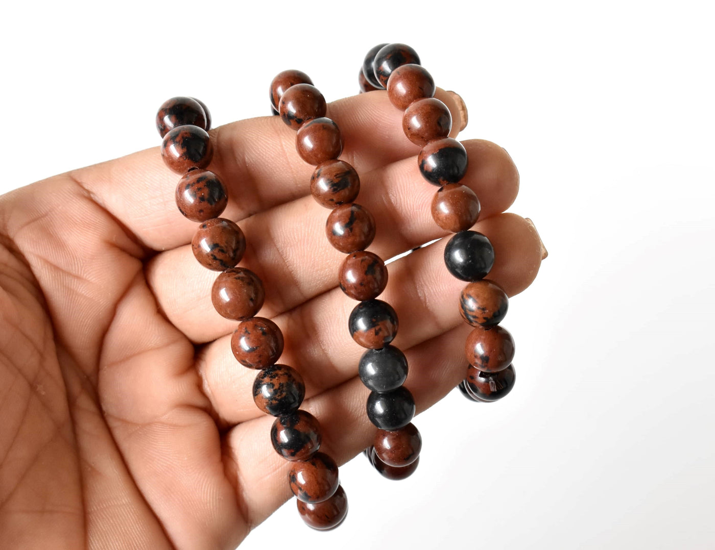 Bracelet en obsidienne en acajou 4 MM, 6 MM, 8 MM, 10 MM, 12 MM Un bracelet de perles rondes, bracelet de pierres précieuses pierres de guérison