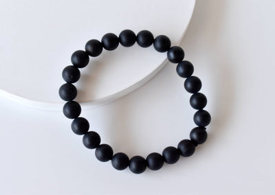 Bracelet en onyx noir 6MM, 8MM, 10MM Bracelet de perles rondes MAAA, Bracelet de pierres précieuses Pierres de guérison
