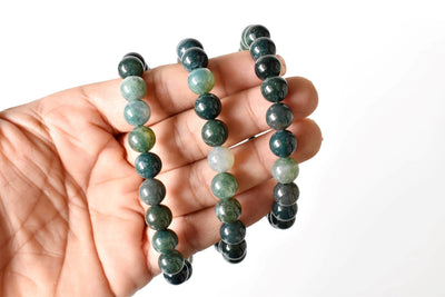 Bracelet en agate mousse - Achetez un bracelet de pierres de guérison de 4 mm, 6 mm, 8 mm, 10 mm, 12 mm en ligne