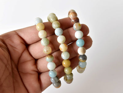Bracelet multi Amazonite 4 MM, 6 MM, 8 MM, 10 MM Bracelet de perles rondes AAA, Bracelet de pierres précieuses pierres de guérison