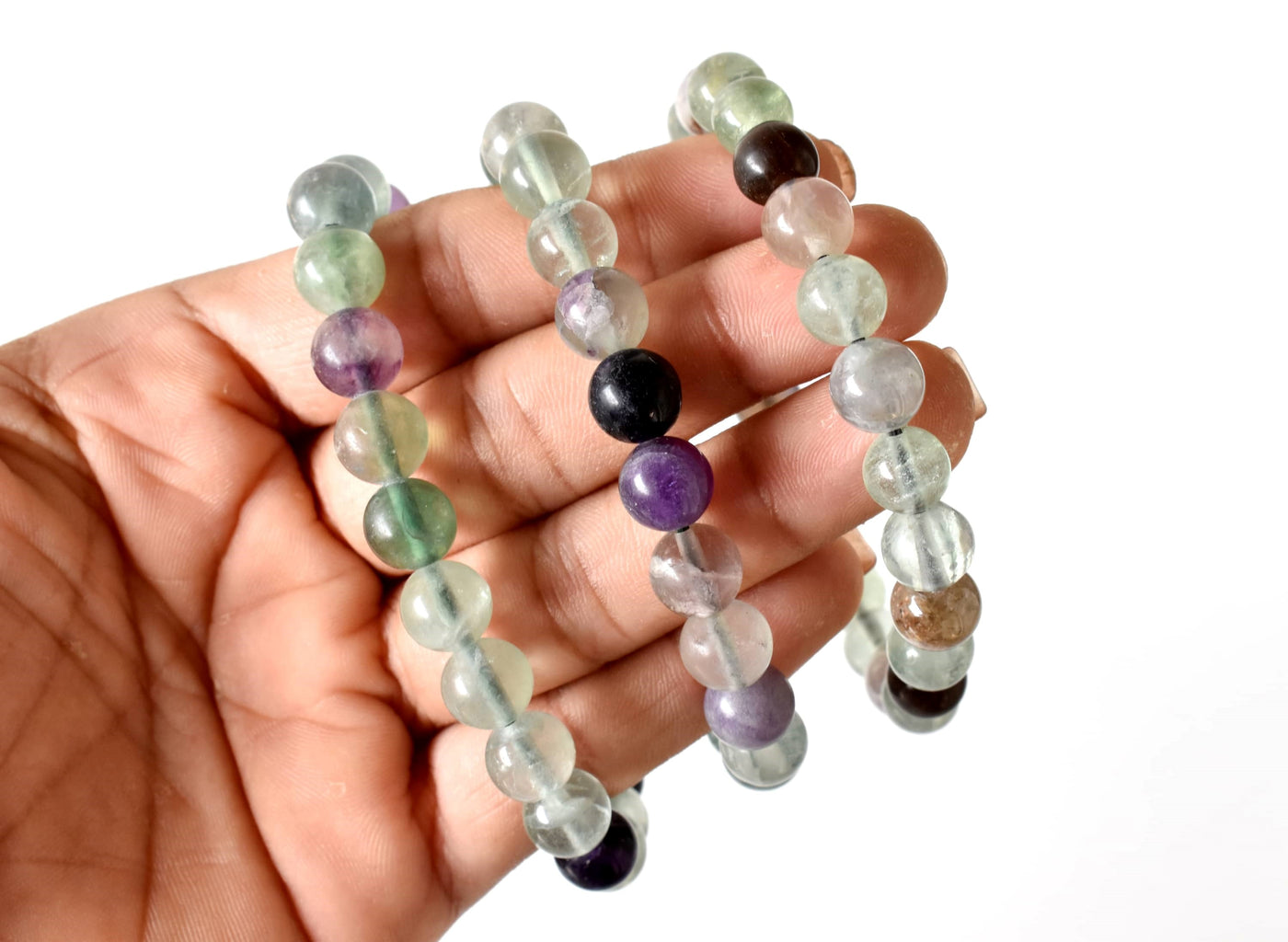 Bracelet multi fluorite 4 MM, 6 MM, 8 MM, 10 MM, 12 MM AAA Bracelet de perles rondes, Bracelet de pierres précieuses pierres de guérison