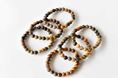 Bracelet en bois pétrifié 6MM, 8MM, 10MM Un bracelet de perles rondes, bracelet de pierres précieuses pierres de guérison