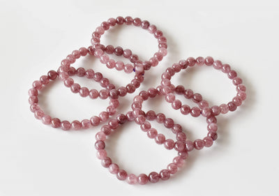 Bracelet en tourmaline rose 4MM, 6MM, 8MM, 10MM D Bracelet de pierres précieuses de perles rondes pour la guérison