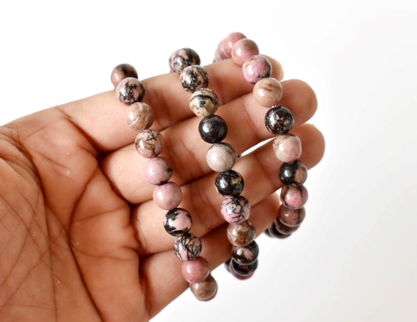 Bracelet Rhodonite 4MM, 6MM, 8MM, 10MM, 12MM Un Bracelet de perles rondes, Bracelet de pierres précieuses Pierres de guérison