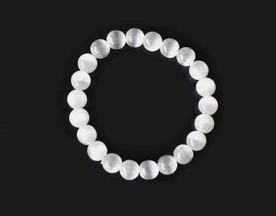 Bracelet de sélénite 6MM, 8MM, 10MM AAA Bracelet de perles rondes, Bracelet de pierres précieuses Pierres de guérison