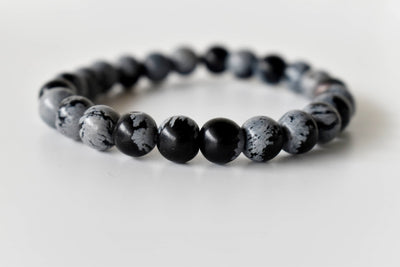 Black Snowflake Obsidian Bracelet (Symbolizing Purity and Inner Peace)
