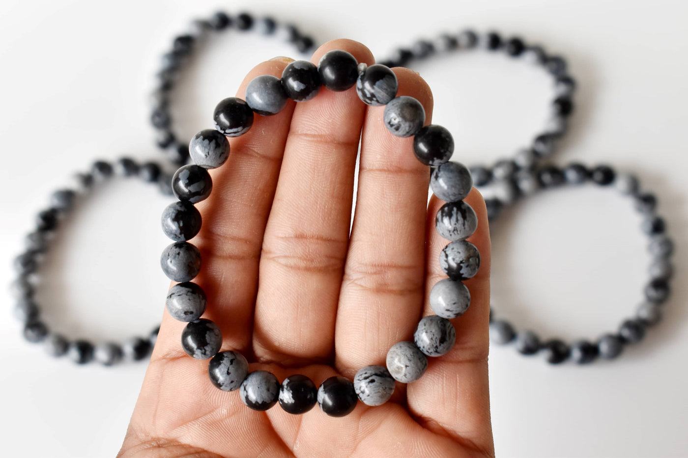 Black Snowflake Obsidian Bracelet (Symbolizing Purity and Inner Peace)