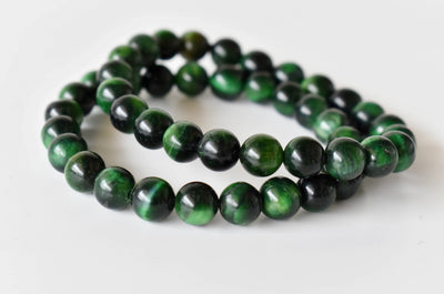 Bracelet vert oeil de chat tigre 4MM, 6MM, 8MM, 10MM, 12MM H Bracelet de perles rondes, Bracelet de pierres précieuses pierres de guérison