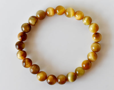Bracelet jaune oeil de chat tigre 4MM, 6MM, 8MM, 10MM, 12MM H Bracelet de perles rondes, Bracelet de pierres précieuses pierres de guérison