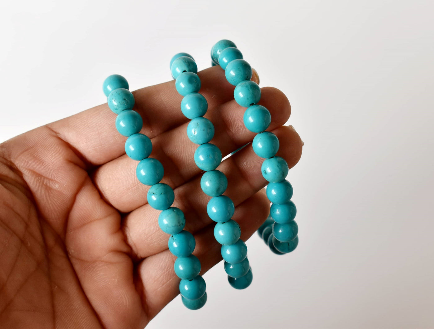 Turquoise Howlite Bracelet 4MM, 6MM, 8MM, 10MM, 12MM AAA Bracelet de perles rondes, Bracelet de pierres précieuses Pierres de guérison