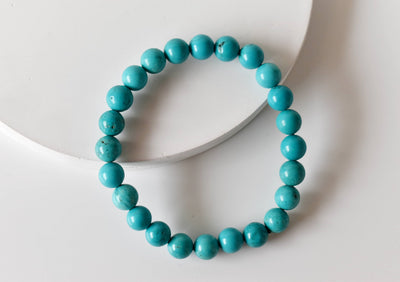 Turquoise Howlite Bracelet 4MM, 6MM, 8MM, 10MM, 12MM AAA Bracelet de perles rondes, Bracelet de pierres précieuses Pierres de guérison