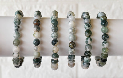 Bracelet en agate d'arbre 4MM, 6MM, 8MM, 10MM, 12MM Un Bracelet de perles rondes, Bracelet de pierres précieuses Pierres de guérison