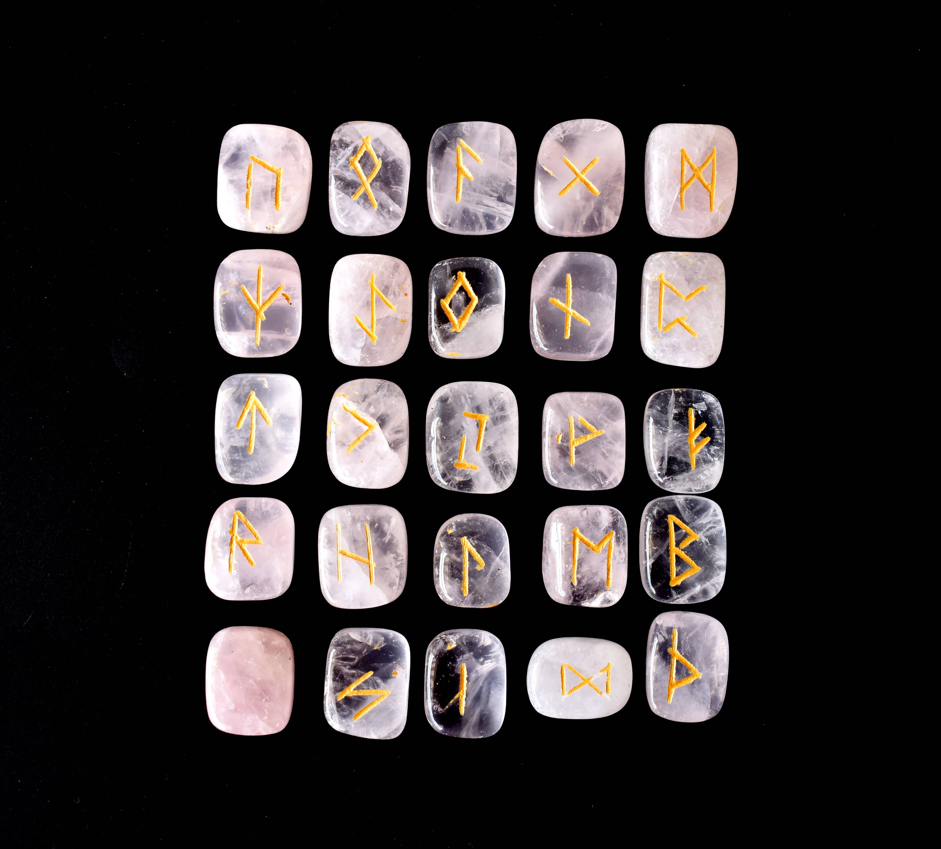 Rose Quartz Crystal Rune Sets- Buy Elder Futhark/ Runic Gemstone Rune ...
