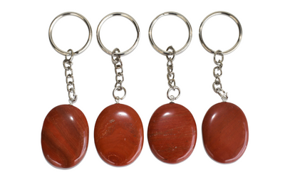 Red Jasper Key Chain, Gemstone Keychain Crystal Key Ring (Generosity and Balance)