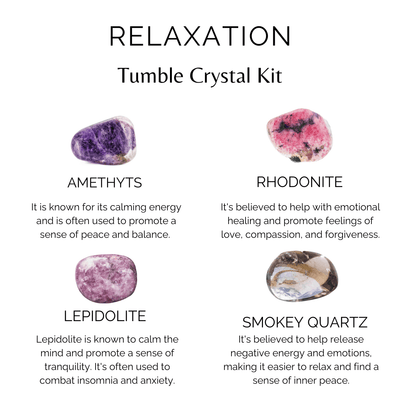Brings RELAXATION Crystal Kit, Gemstone Tumble Kit, Relaxation Crystal Gift Set