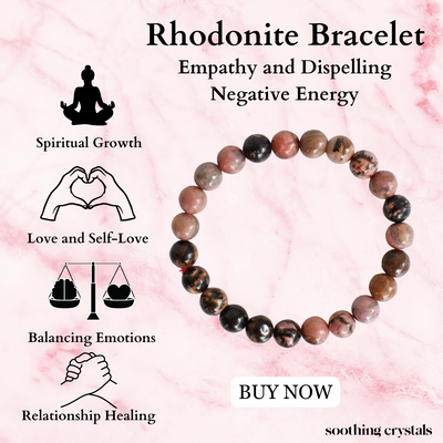 Rhodonite Bracelet (Empathy and Dispelling Negative Energy)