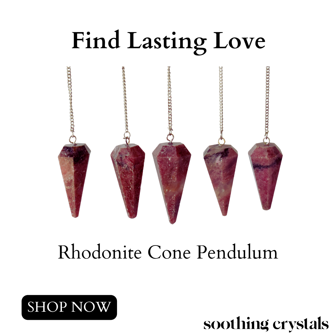 Pendule Hexagone Facette Rhodonite, Pendule Cristal