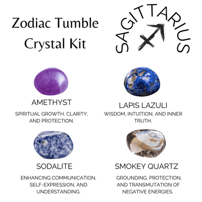 SAGITTARIUS Zodiac Crystal Kit, Sagittarius Birthstones Tumbled Stone Set, Sagittarius Gifts