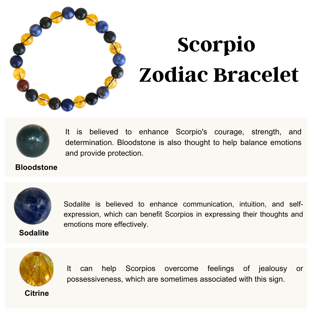 Scorpio Zodiac Crystal Bracelet, Scorpio Gifts