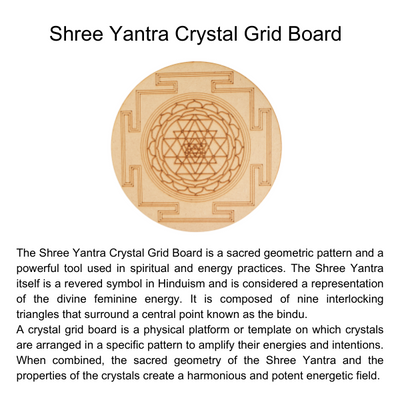 Shri Yantra Crystal Grid Board, 6" Wooden Crystal Grid Plate