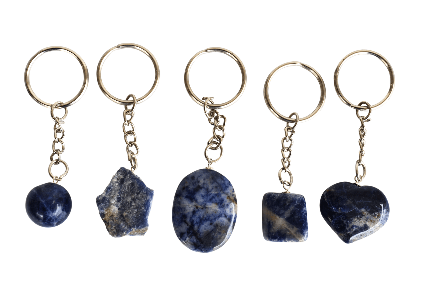 Sodalite Key Chain, Gemstone Keychain Crystal Key Ring (Meditation and Angelic Communication )