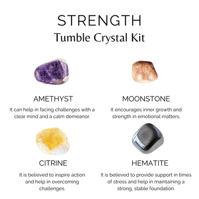Enhances STRENGTH Crystal Kit, Gemstone Tumble Kit, Strength Crystal Gift Set