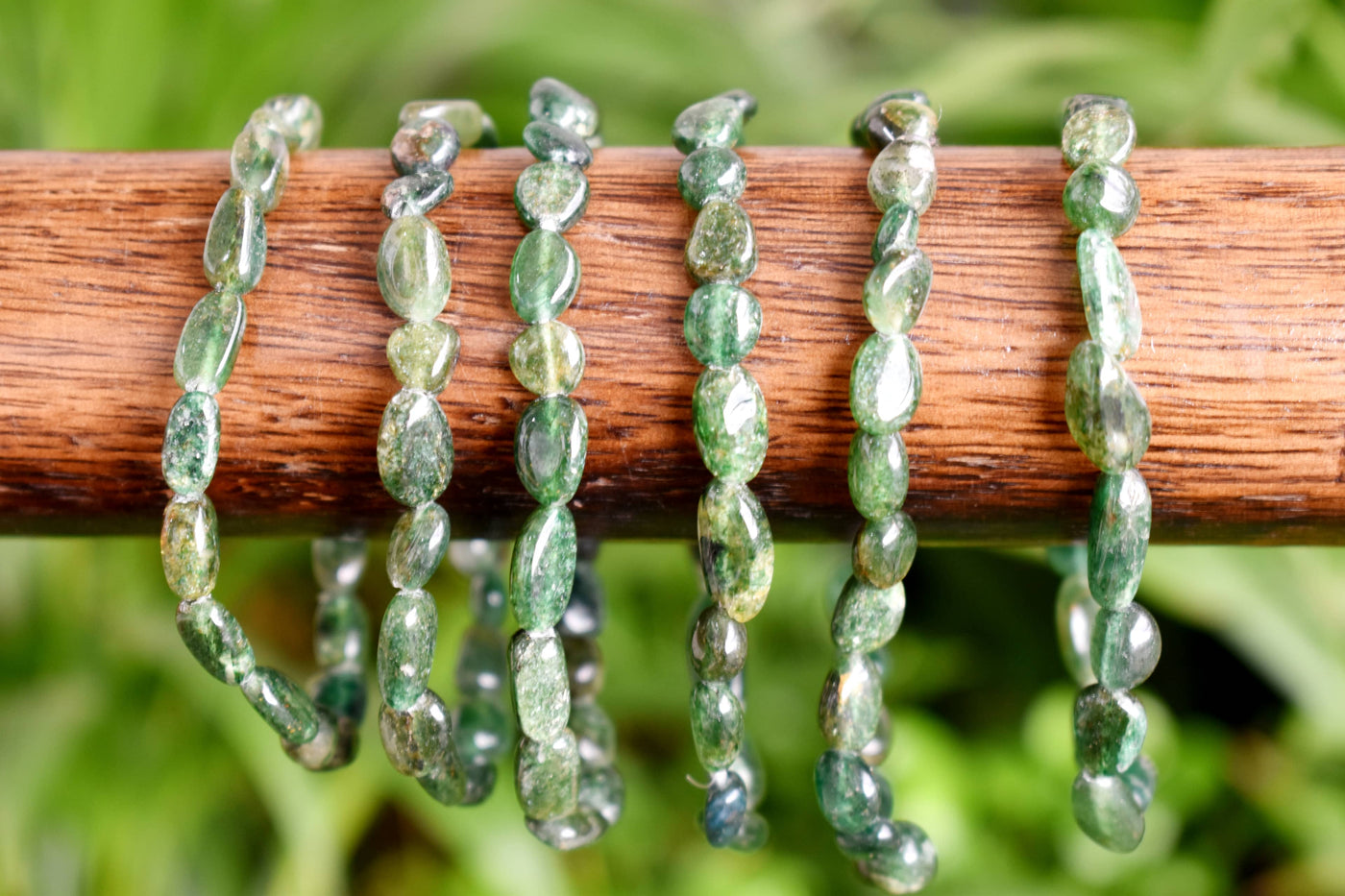 Natural Green Mica Nugget Bracelets, Crystal Loose Gemstone Nugget Bracelets