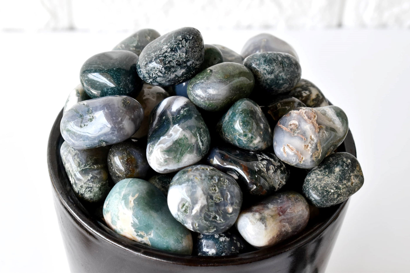 Moss Agate Tumbled Crystals (Generosity and Resolution)