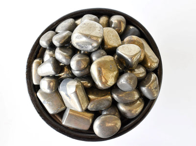 Pierre dégringolée de pyrite de qualité A, cristaux dégringolés moyens, 1pc, 2,3,5 et 10pcs