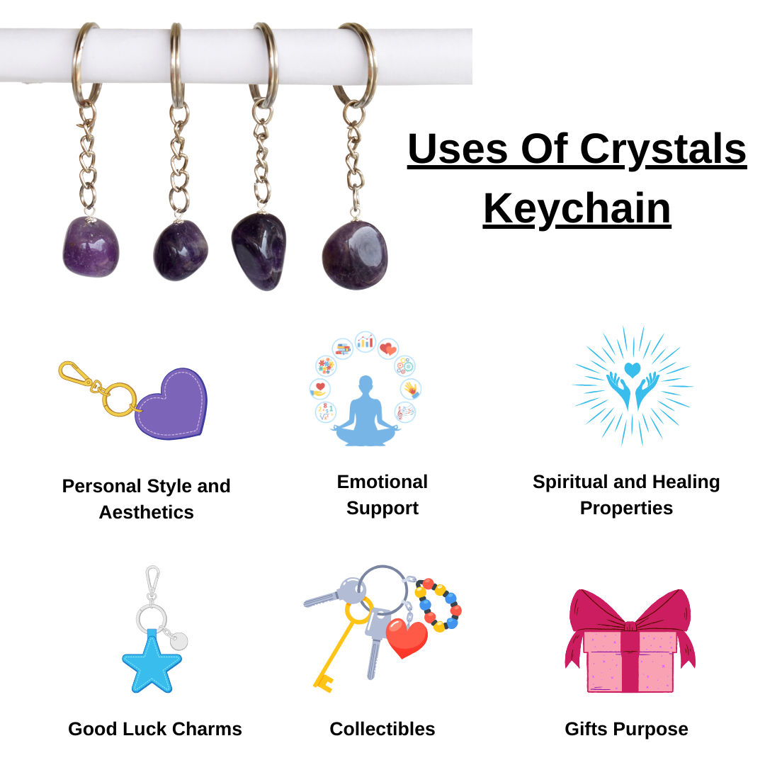 Lepidolite Key Chain, Gemstone Keychain Crystal Key Ring (Joy and Relaxation)