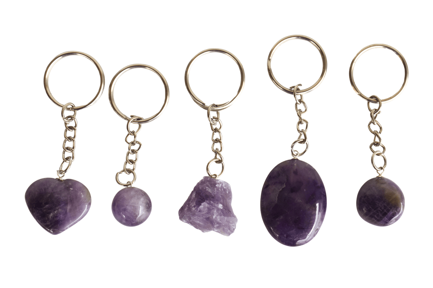 Amethyst Key Chain, Gemstone Keychain Crystal Key Ring (Intuition and Grief)