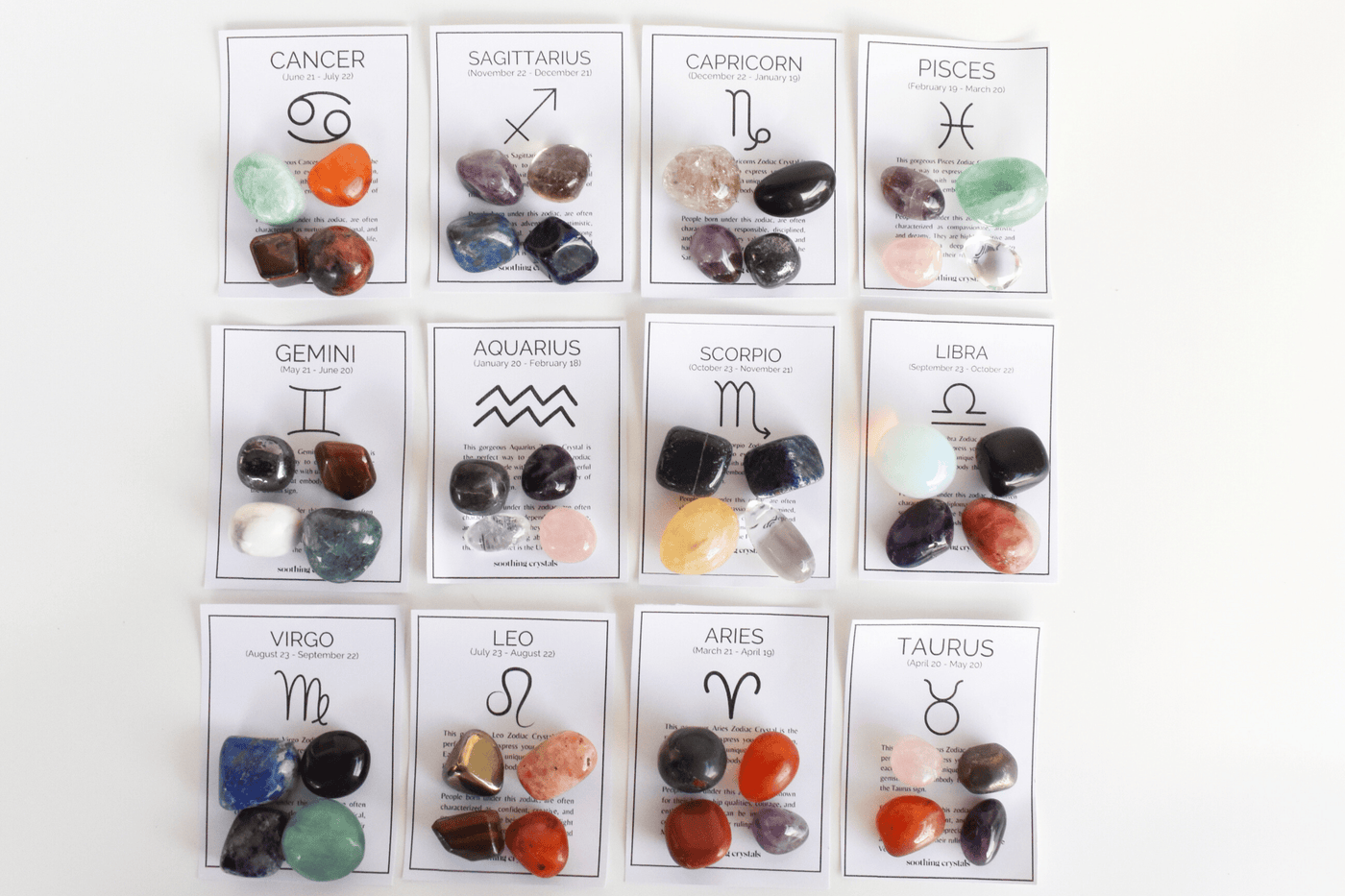 AQUARIUS Zodiac Crystal Kit, Aquarius Birthstones Tumbled Stones Set, Aquarius Gifts