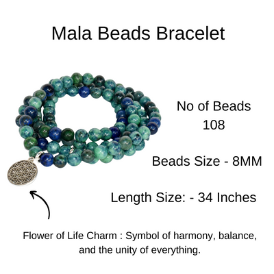 Crystal Quartz Beads Mala Bracelet, 108 Prayer Beads Necklace (Concentration and Harmony)