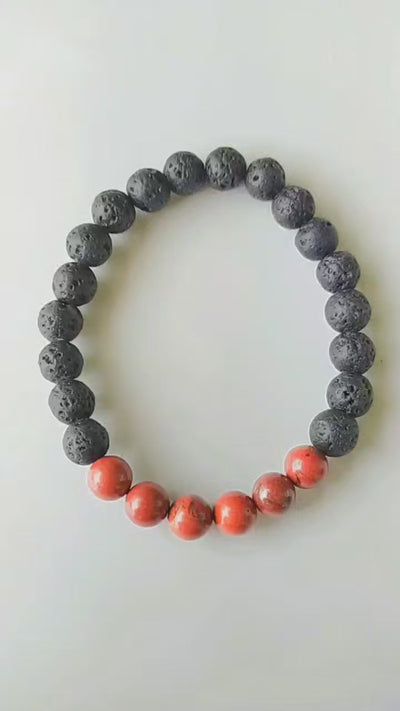 Lava Diffuser Bracelet, Lava with Red Jasper Beads Diffuser Jewelry, Aromatherapy, Essential Oil Bracelet, Spiritual Gift, Yoga Gift for Her,