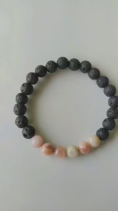 Lava Diffuser Bracelet, Lava with Moonstone Beads Diffuser Jewelry, Aromatherapy, Essential Oil Bracelet, Spiritual Gift, Yoga Gift for Her,