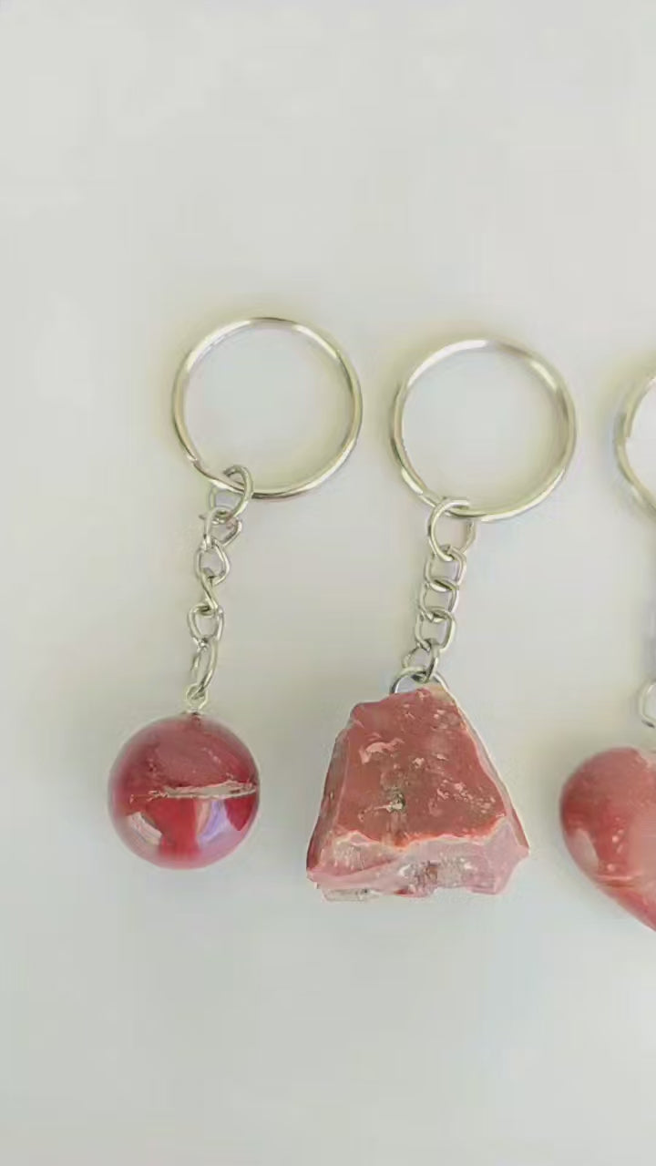 Red Jasper Key Chain, Gemstone Keychain Crystal Key Ring (Generosity and Balance)