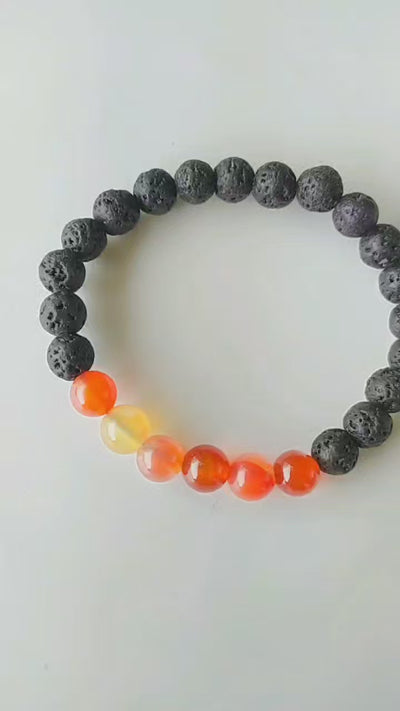 Lava Diffuser Bracelet, Lava with Carnelian Beads Diffuser Jewelry, Aromatherapy, Essential Oil Bracelet, Spiritual Gift, Yoga Gift for Her,