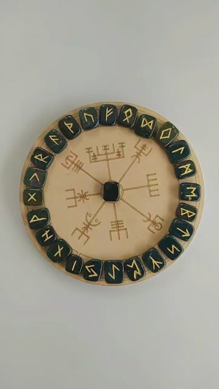 Ensembles de runes Bloodstone avec pochette en velours noir et carte Rune, ensemble Elder Futhrak Rune