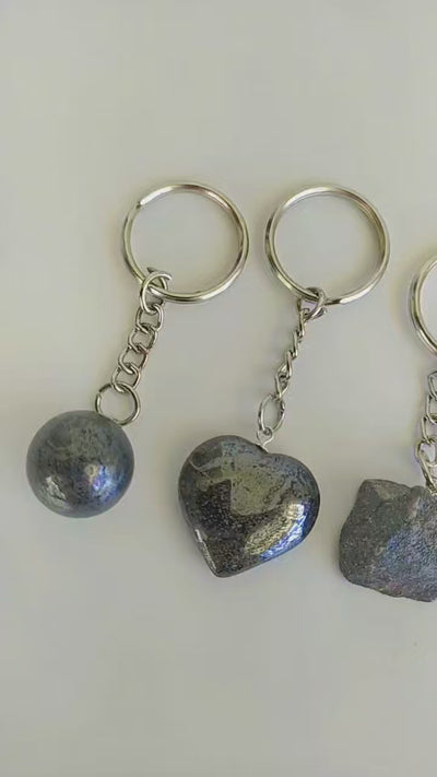 Hematite Key Chain, Gemstone Keychain Crystal Key Ring (Inspiration and Stress Relief)