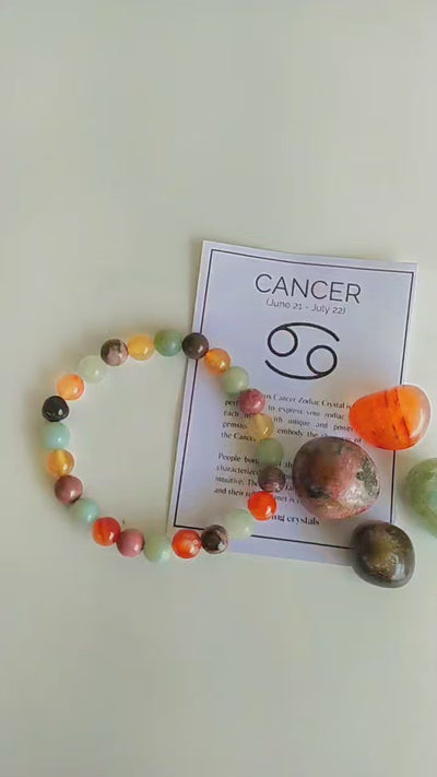 CANCER Zodiac Crystal Kit, CANCER Birthstones Tumbled Stone Set, Cancer Gifts