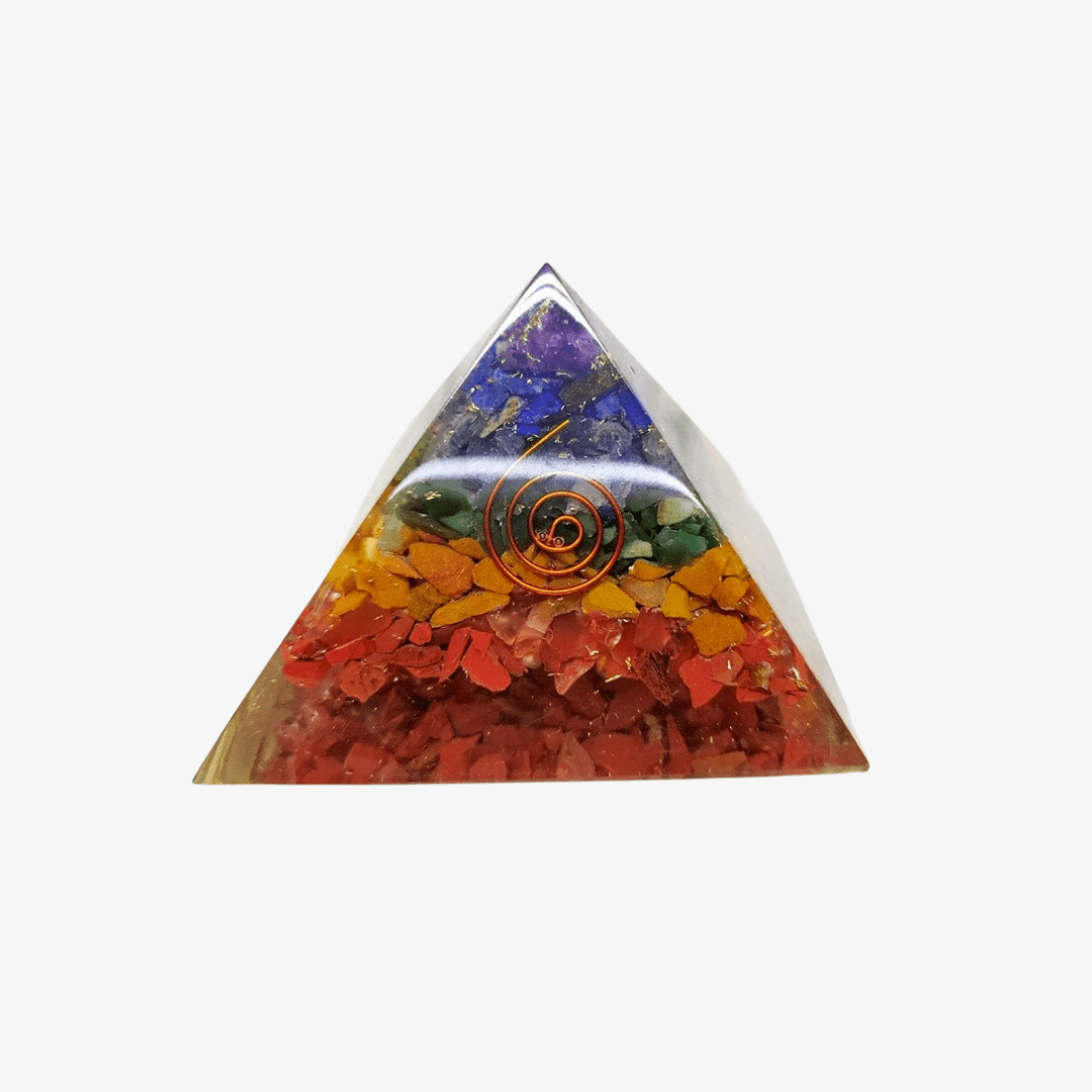 Bonded Chakra Layered Pyramid, Crystal Orgone pyramid.